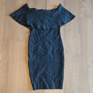 Marciano Navy Strapless Ruffle Bodycon Dress